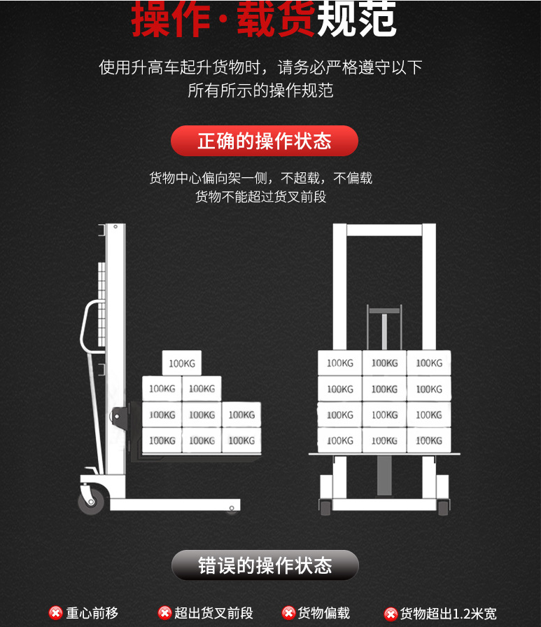 液壓堆高車使用錯(cuò)誤示范圖--河北東圣吊索具制造有限公司--液壓堆高車|手動(dòng)叉車|小型攪拌機(jī)|石材夾具 液壓堆高車使用錯(cuò)誤示范圖--河北東圣吊索具制造有限公司--液壓堆高車|手動(dòng)叉車|小型攪拌機(jī)|石材夾具